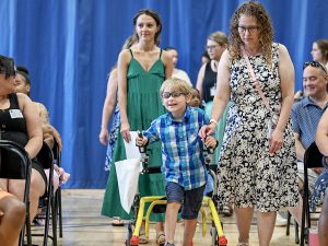 Student walked down the aisle