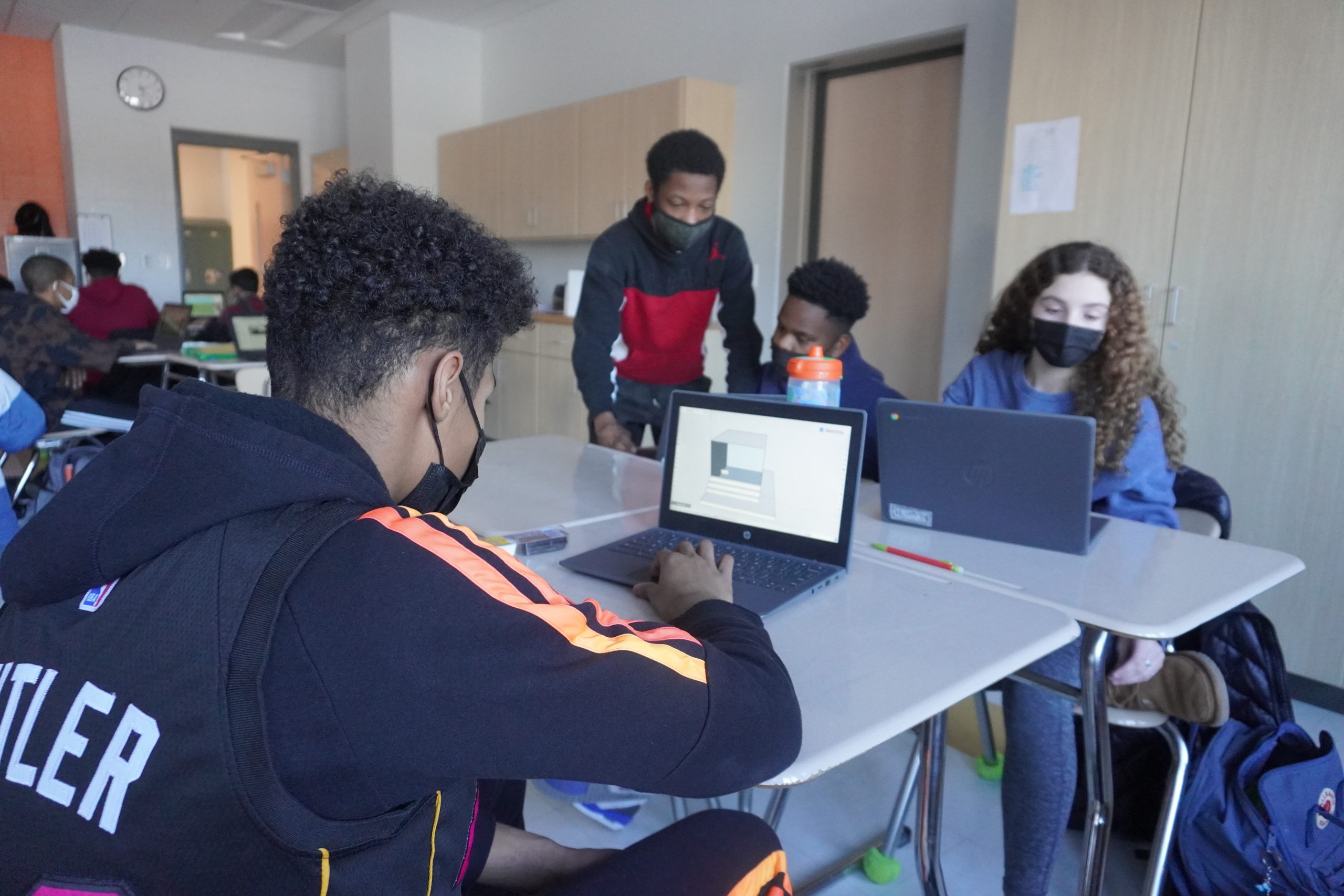 Student using CAD software