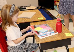 girl at her desk