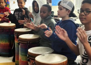 Students drumming