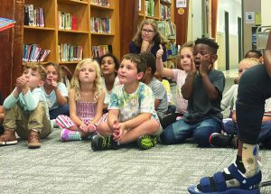 students in the library