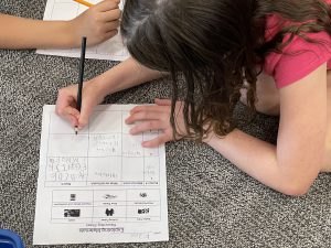 students writes down plan to build