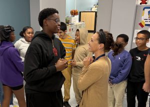 Student looks at teacher